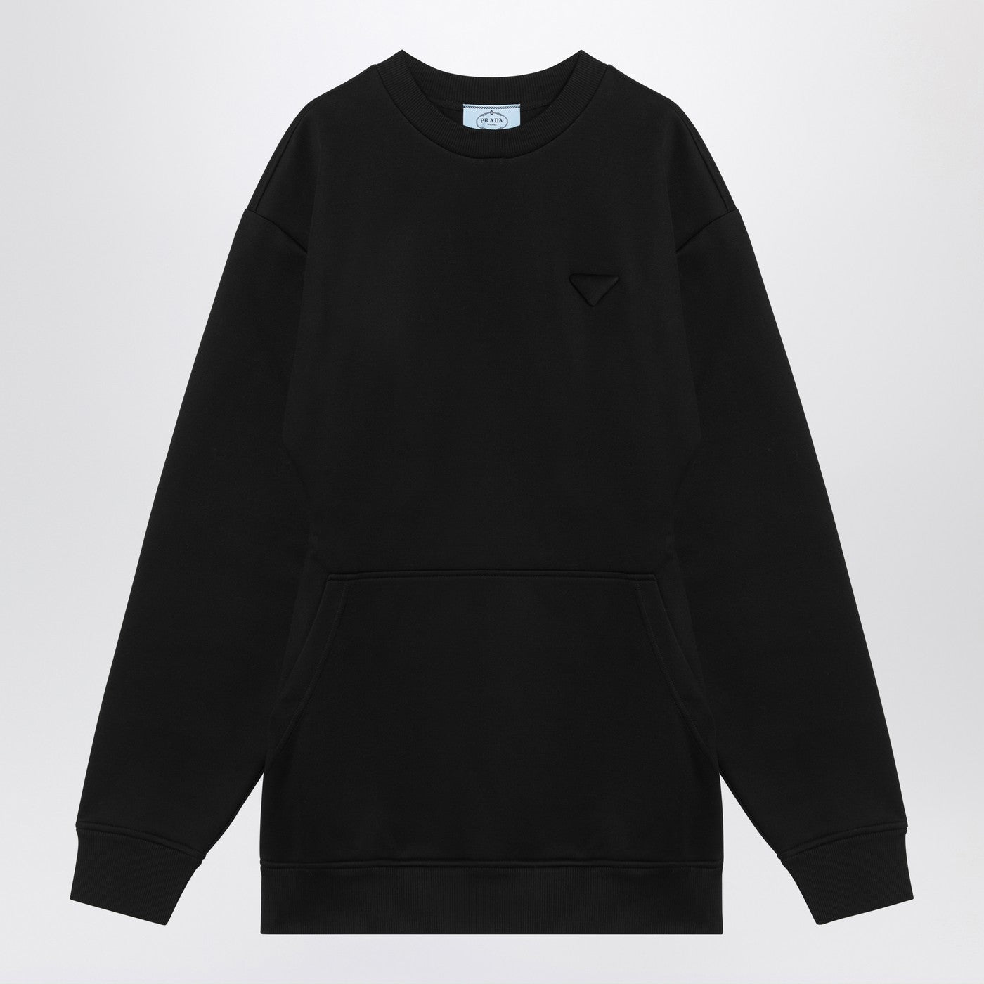 Prada Black Short Plush Dress With Logo Triangle Women