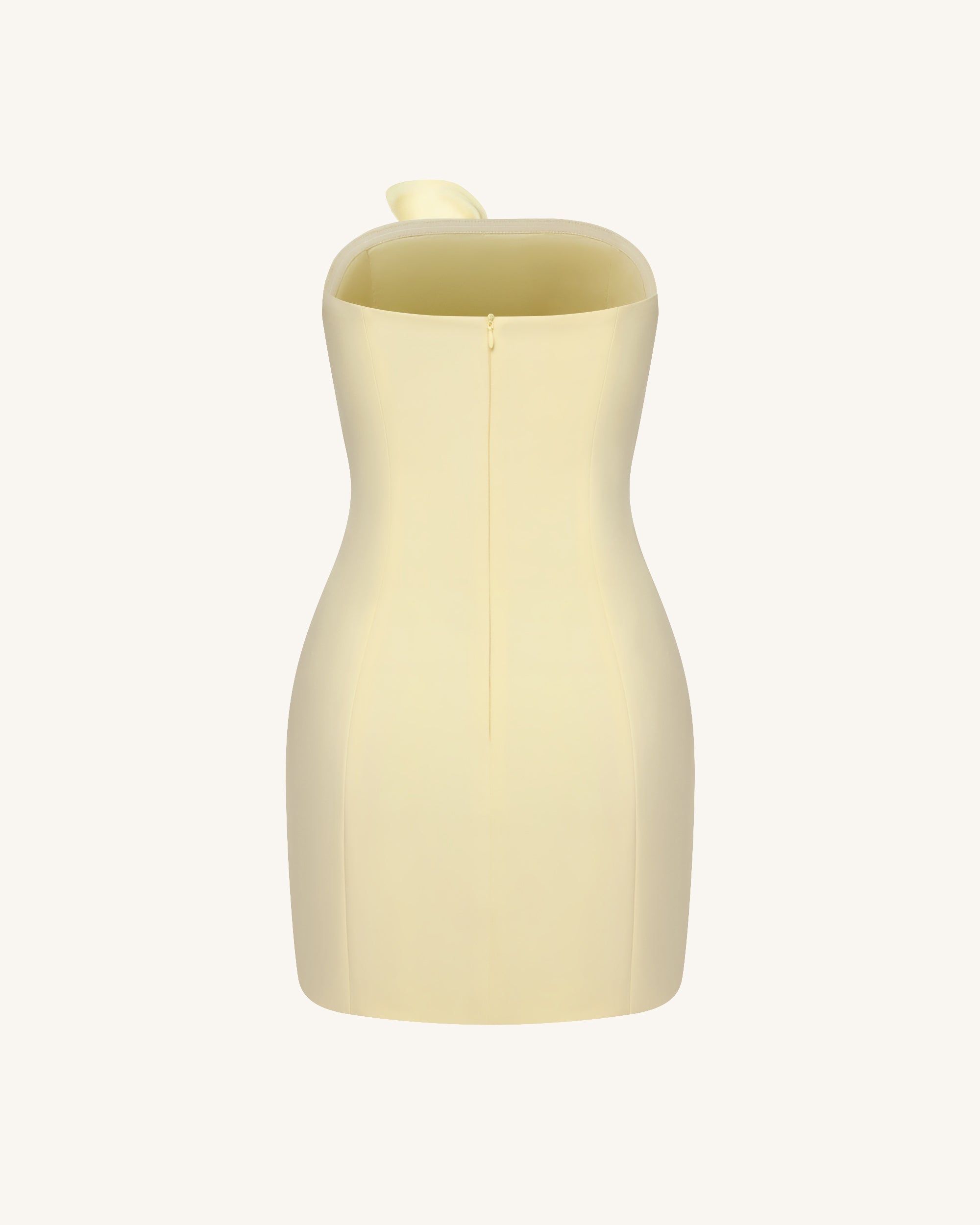 3D Floral Appliqué Strapless Mini Dress - Yellow