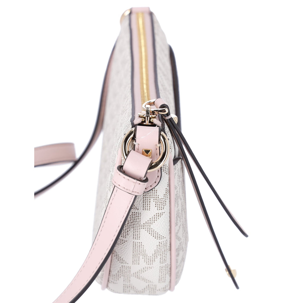 Michael Kors Dover Small Half Moon Crossbody Vanilla Pink Powder Blush Multi