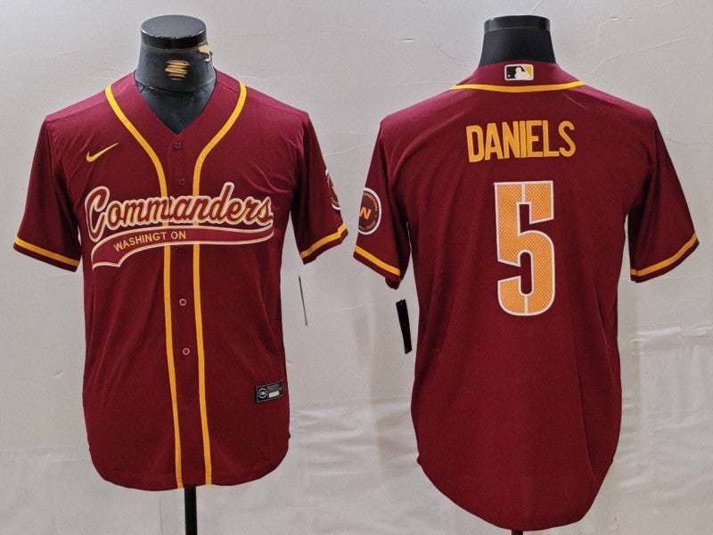 Men's Washington Commanders Jayden Daniels #5 Burgundy Game jersey