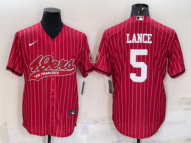 Men's San Francisco 49ers Trey Lance #5 Red Player jersey Joint Edition