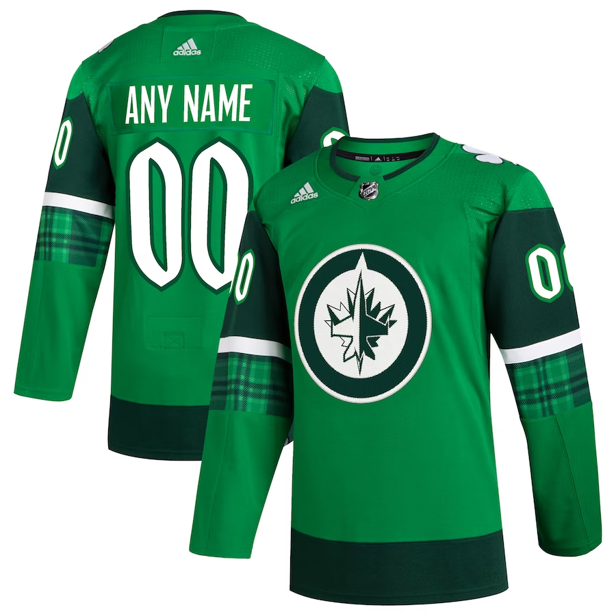 Men's Winnipeg Jets Kelly Green St. Patrick's Day Authentic Custom jersey