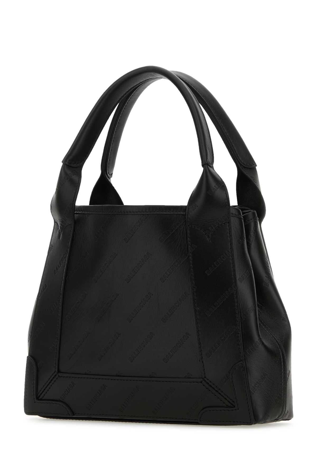 Balenciaga Women Black Leather Cabas Navy Xs Handbag