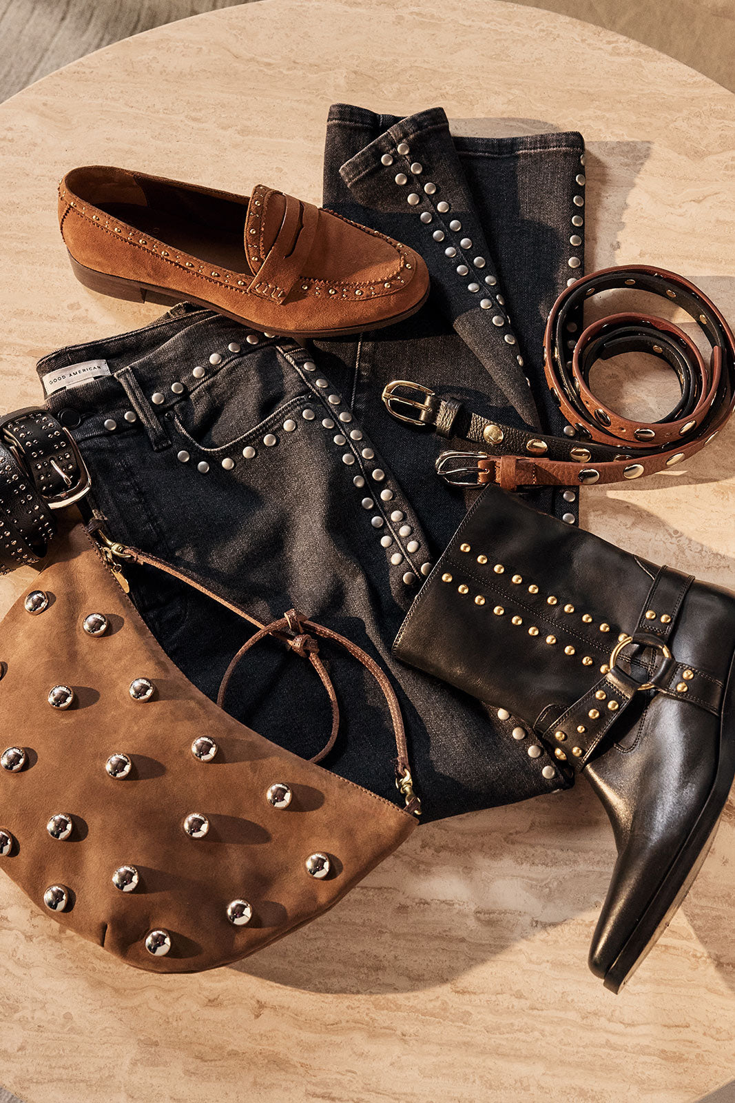 Women's Studded Legs Straight Jean