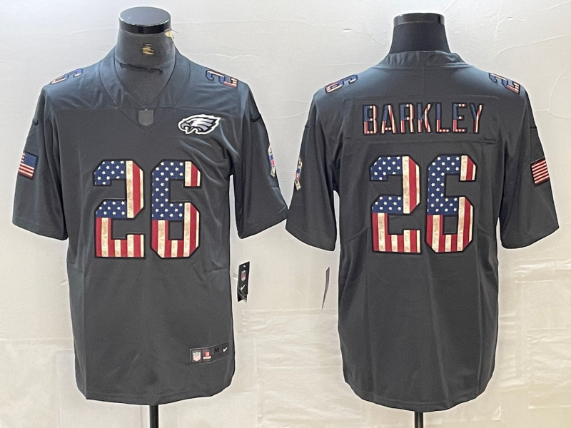 Men's Philadelphia Eagles Saquon Barkley #26 Black Game jersey