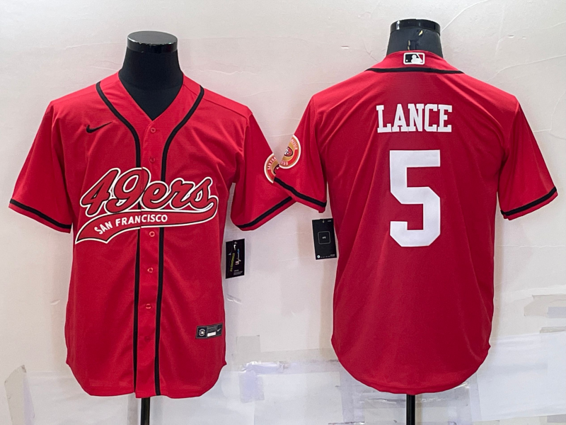 Men's San Francisco 49ers Trey Lance #5 Red Game jersey Joint Edition