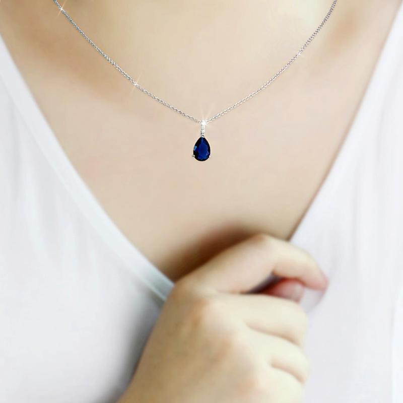 Rhodium Brass Chain Pendant with Synthetic in Montana