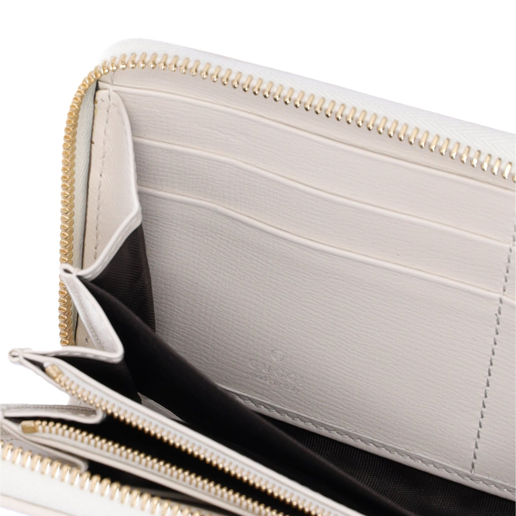 GUCCI Horsebit 1955 Long Wallet 621889 Beige White PVC