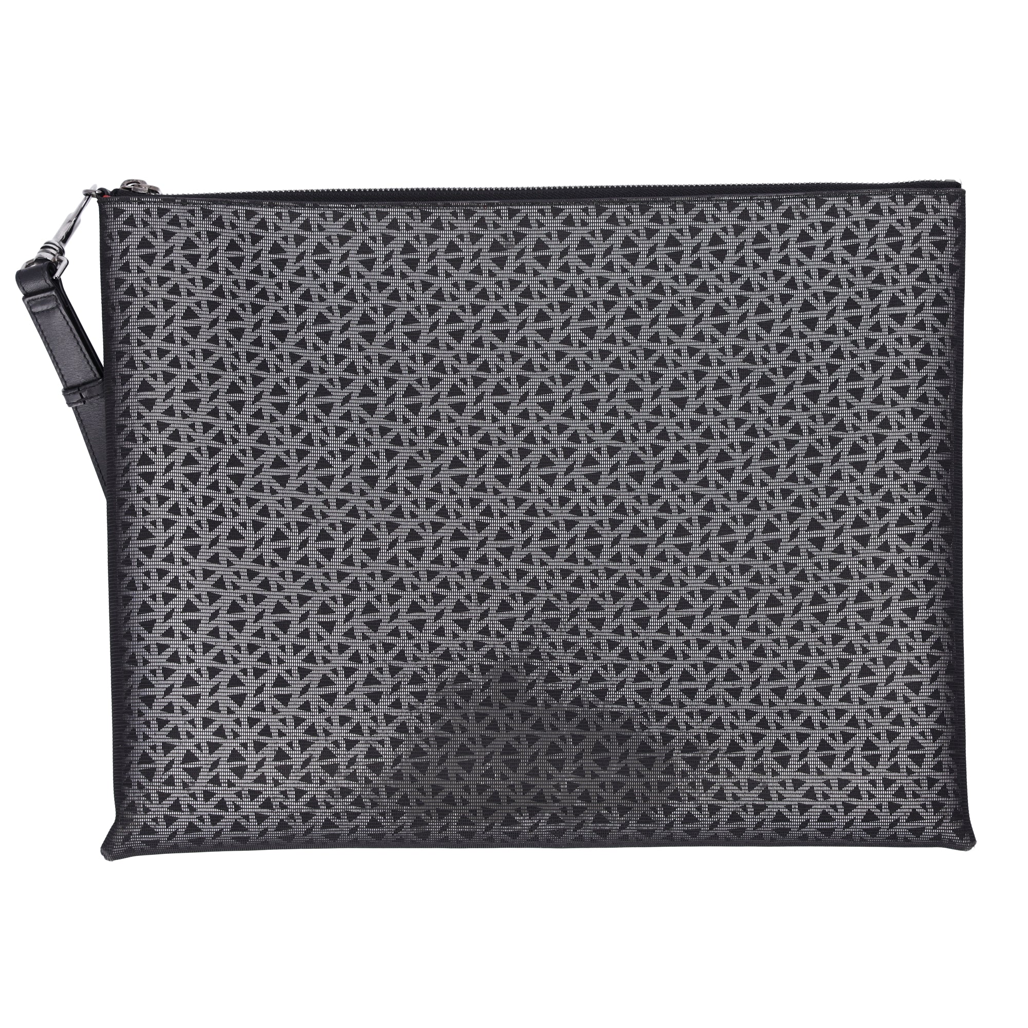 Christian Louboutin Peter Pouch Clutch Bag Black Yellow Fiber Leather