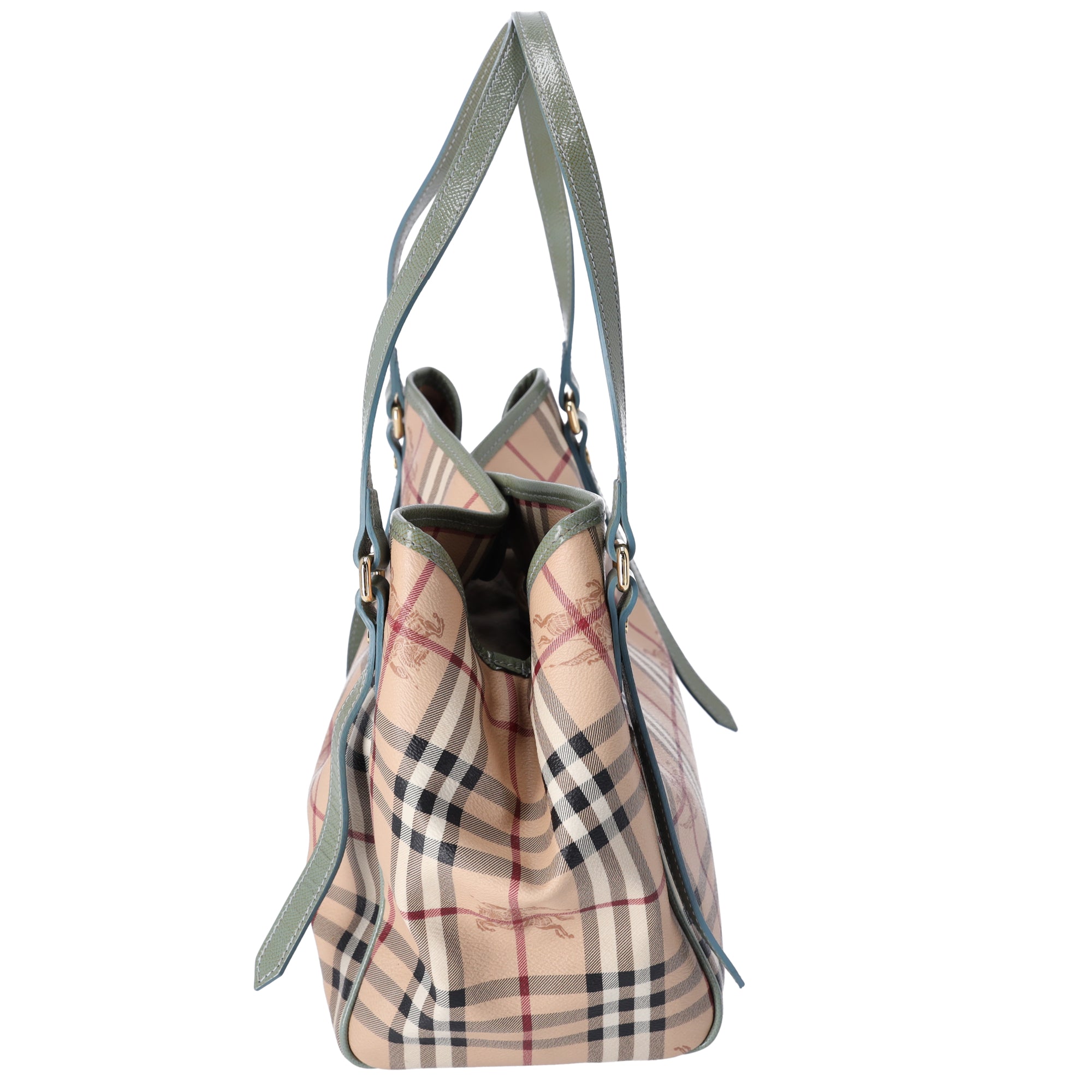 Burberry Check Canterbury Shoulder Bag Coated Canvas Green