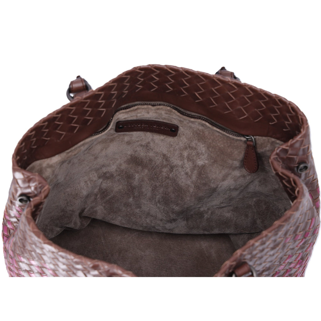 BOTTEGA VENETA Intrecciato Tote Bag 226344 Dark Brown Purple Leather