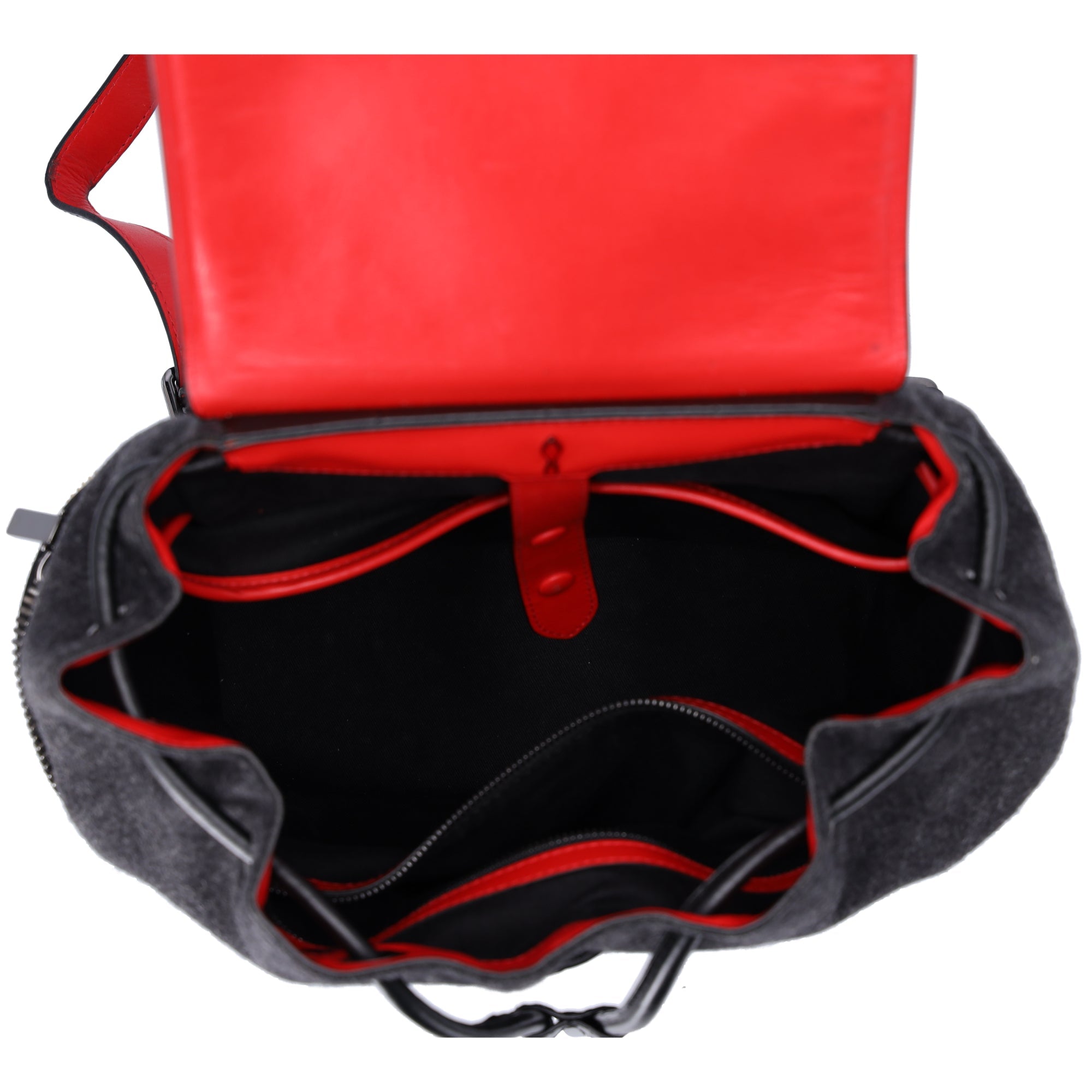 Christian Louboutin Explorer Funk Backpack Gray Black Red Wool Studded