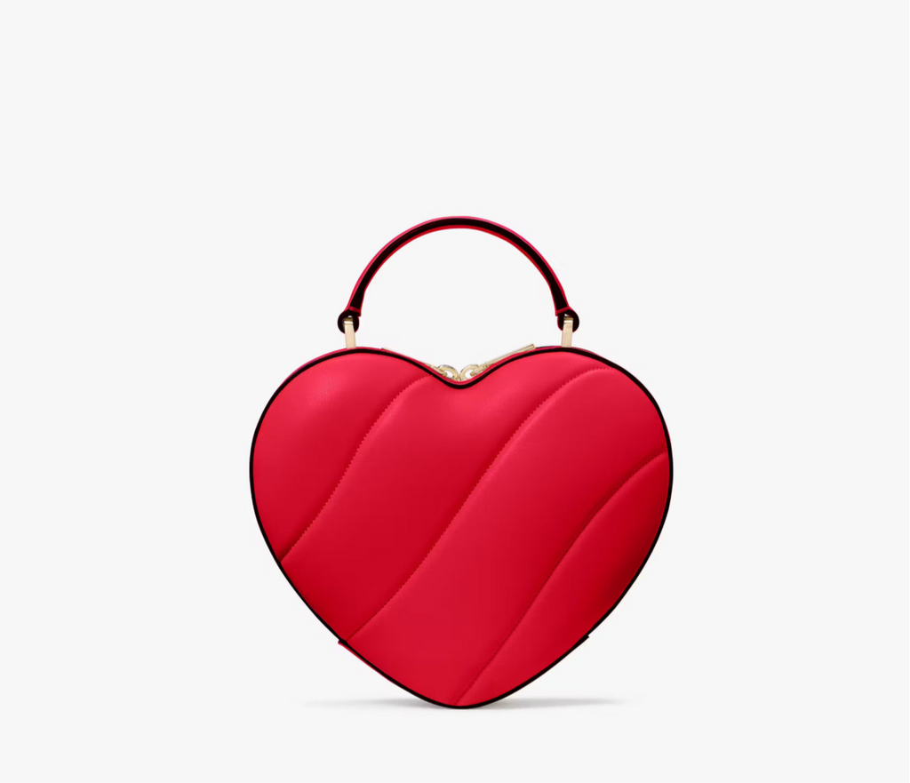 NWT Kate Spade Love Shack Quilted 3D Heart Leather Crossbody In Red
