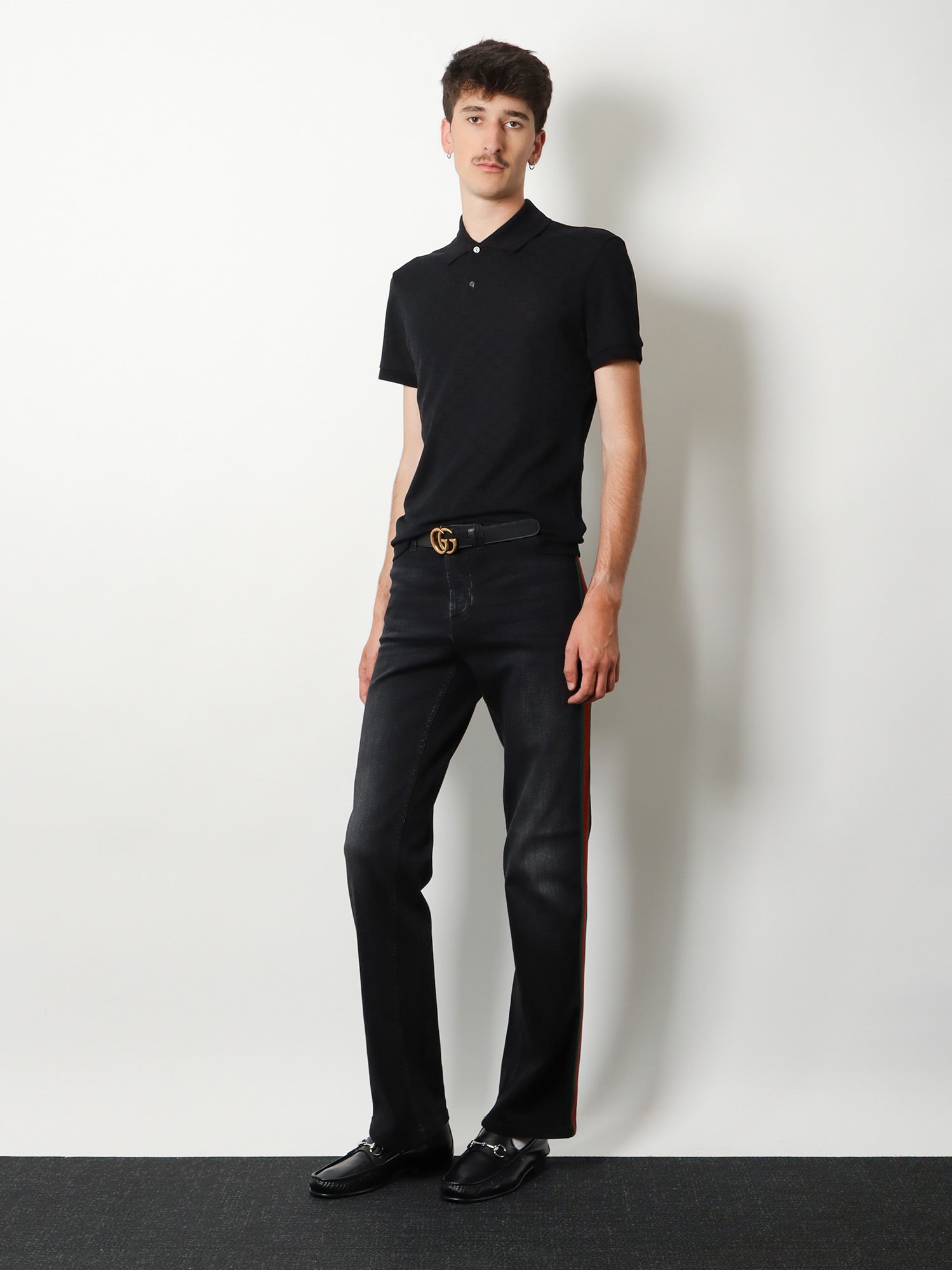 Gucci Men Blue Denim Jeans With Nastro Web Profiles