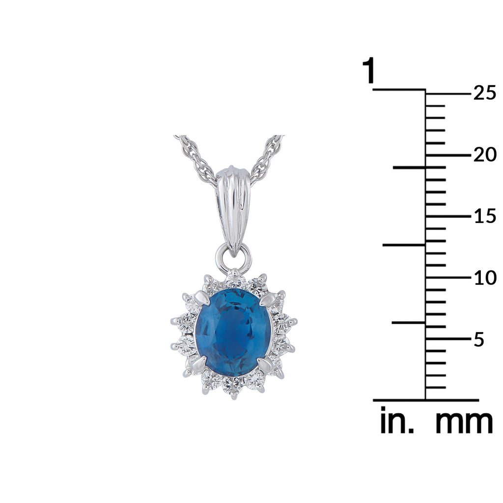 LB Exclusive Platinum 0.27ct Diamond and Sapphire Pendant Necklace MF27-041426