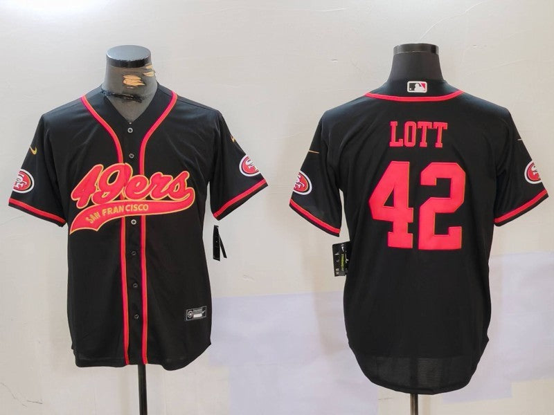 Men's San Francisco 49ers Ronnie Lott #42 Black Game Player jersey