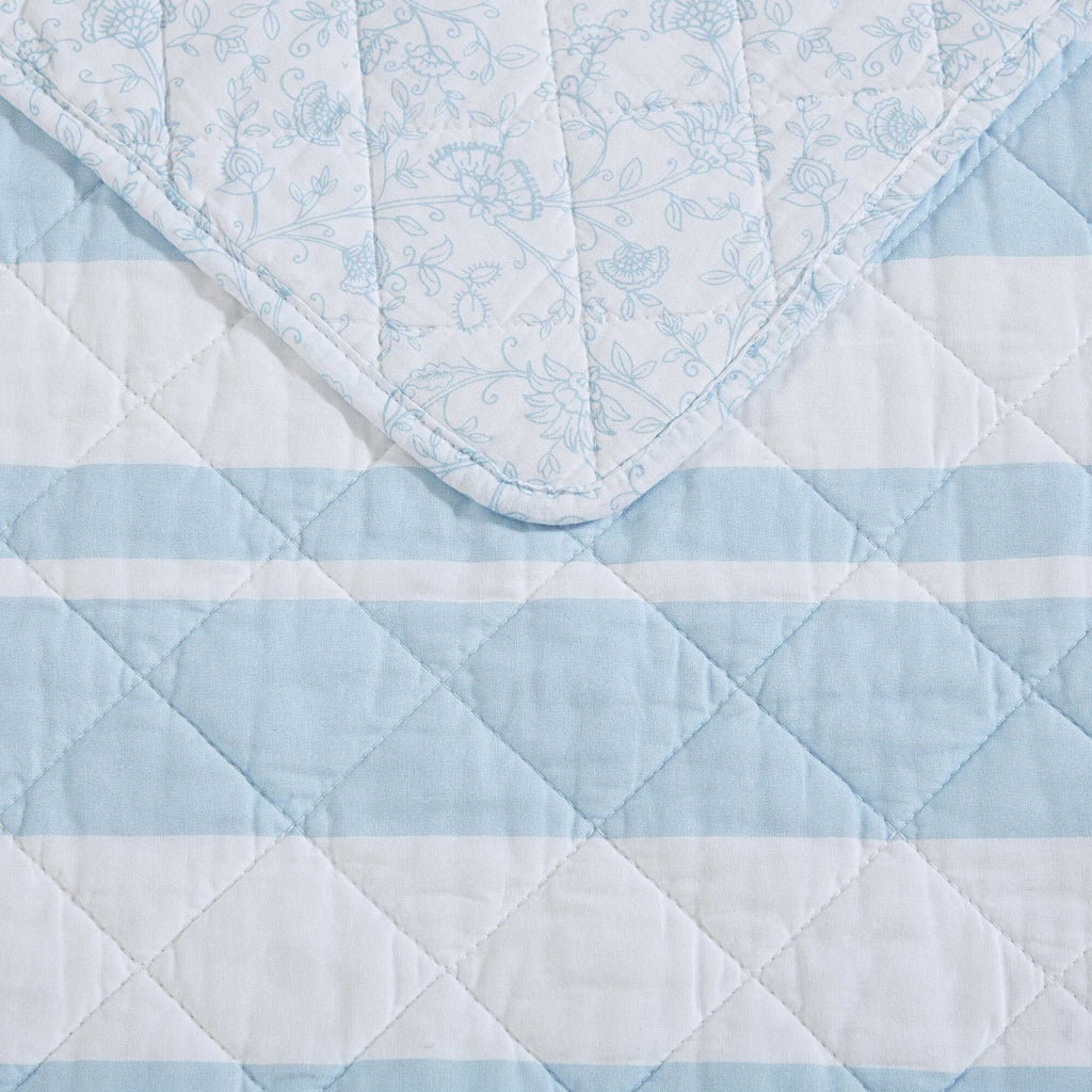 Nautica Seafront Stripe Blue Twin Quilt Set