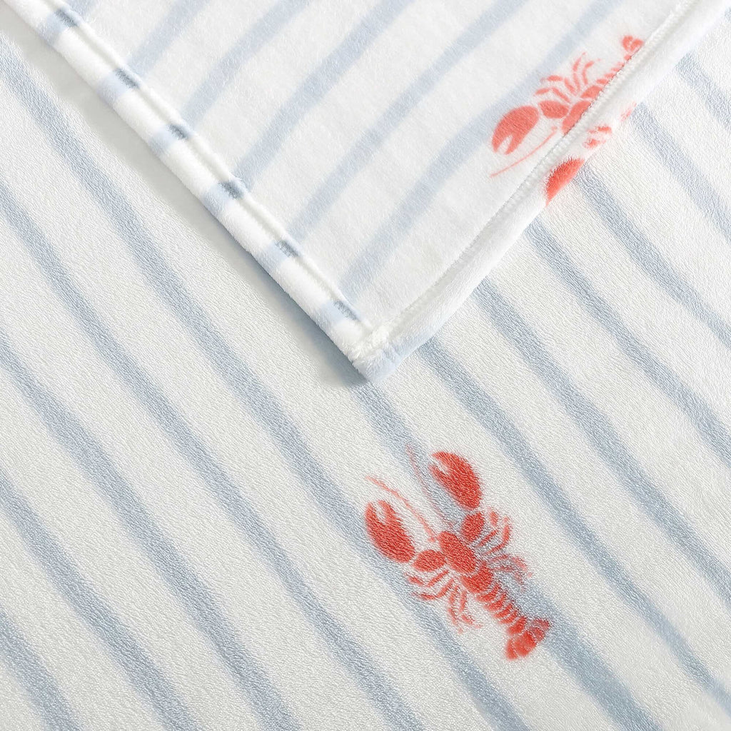 Nautica Lobster Watercolor Stripes King Blanket