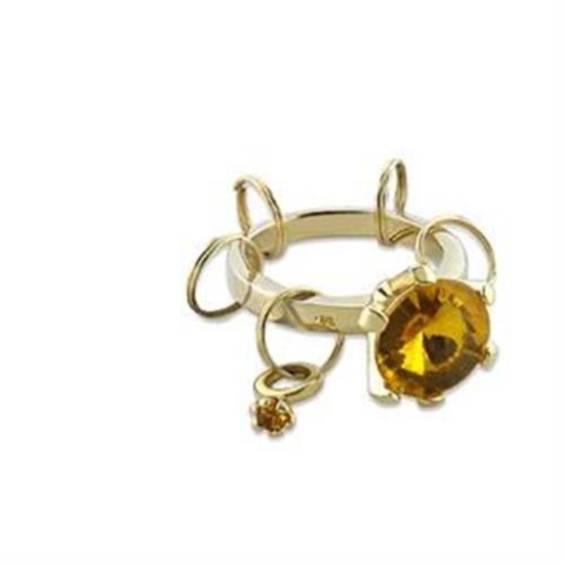 Gold Brass Key Ring with Synthetic Acrylic in Topaz