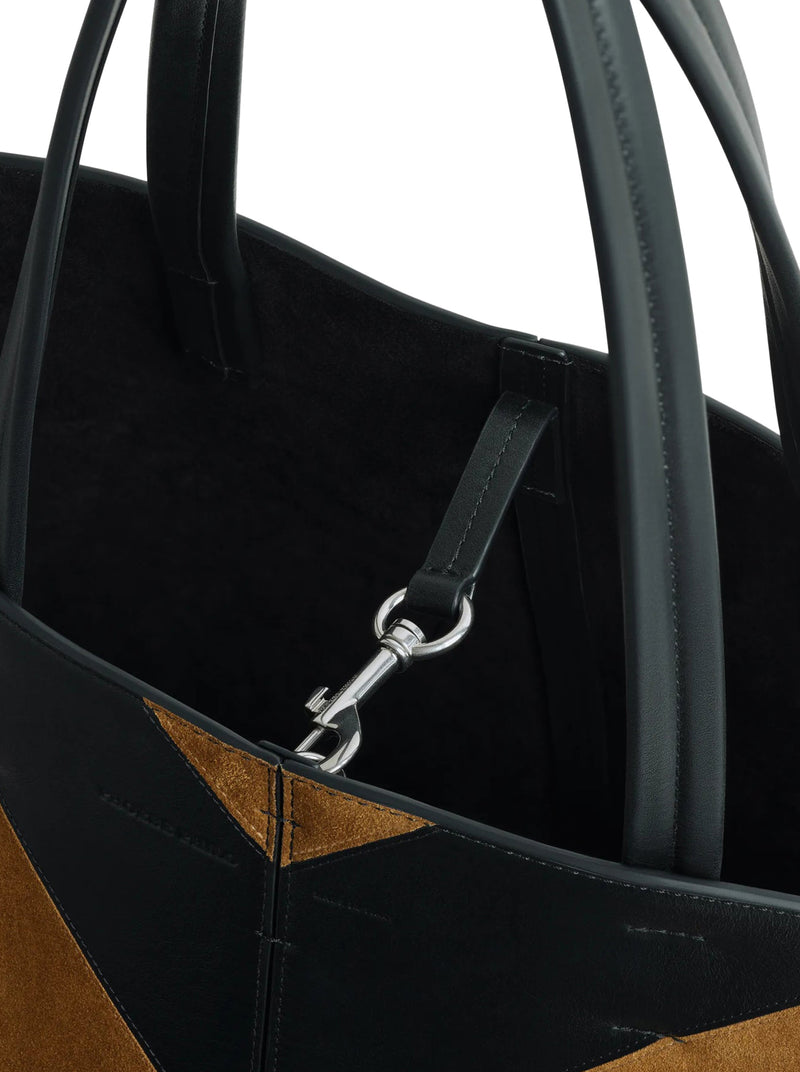 Phoebe Philo Women Pot Cabas In Black Toffee Leather And Suede