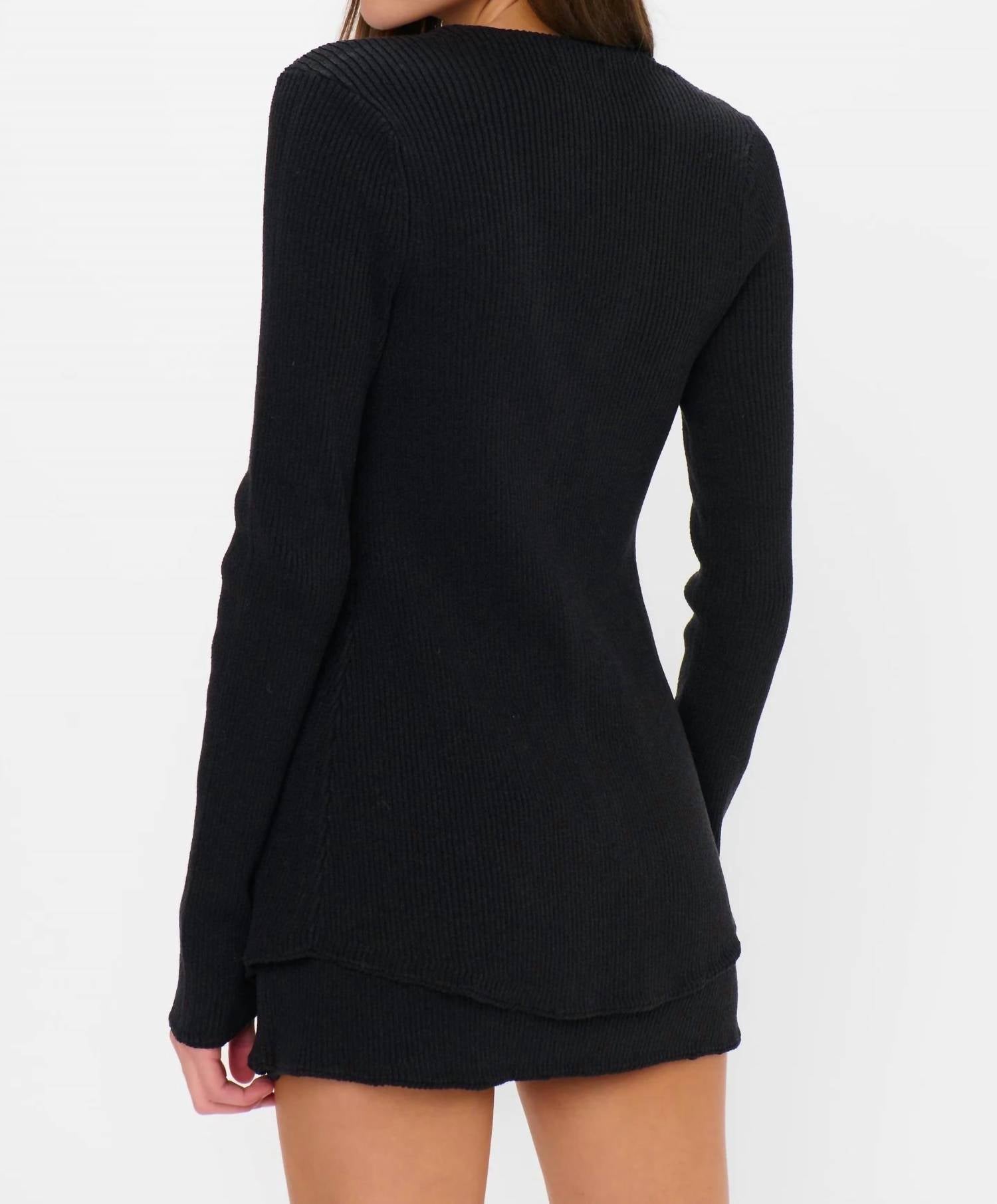 Josie Mini Skort In Black Rib Knit