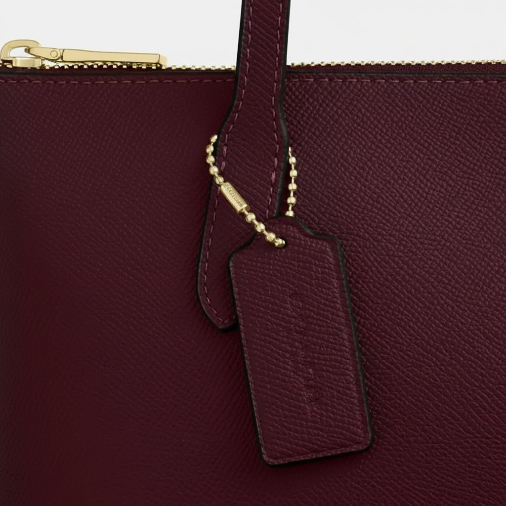 NWT Coach Leather Fiona Zip Tote In Gold/Wine