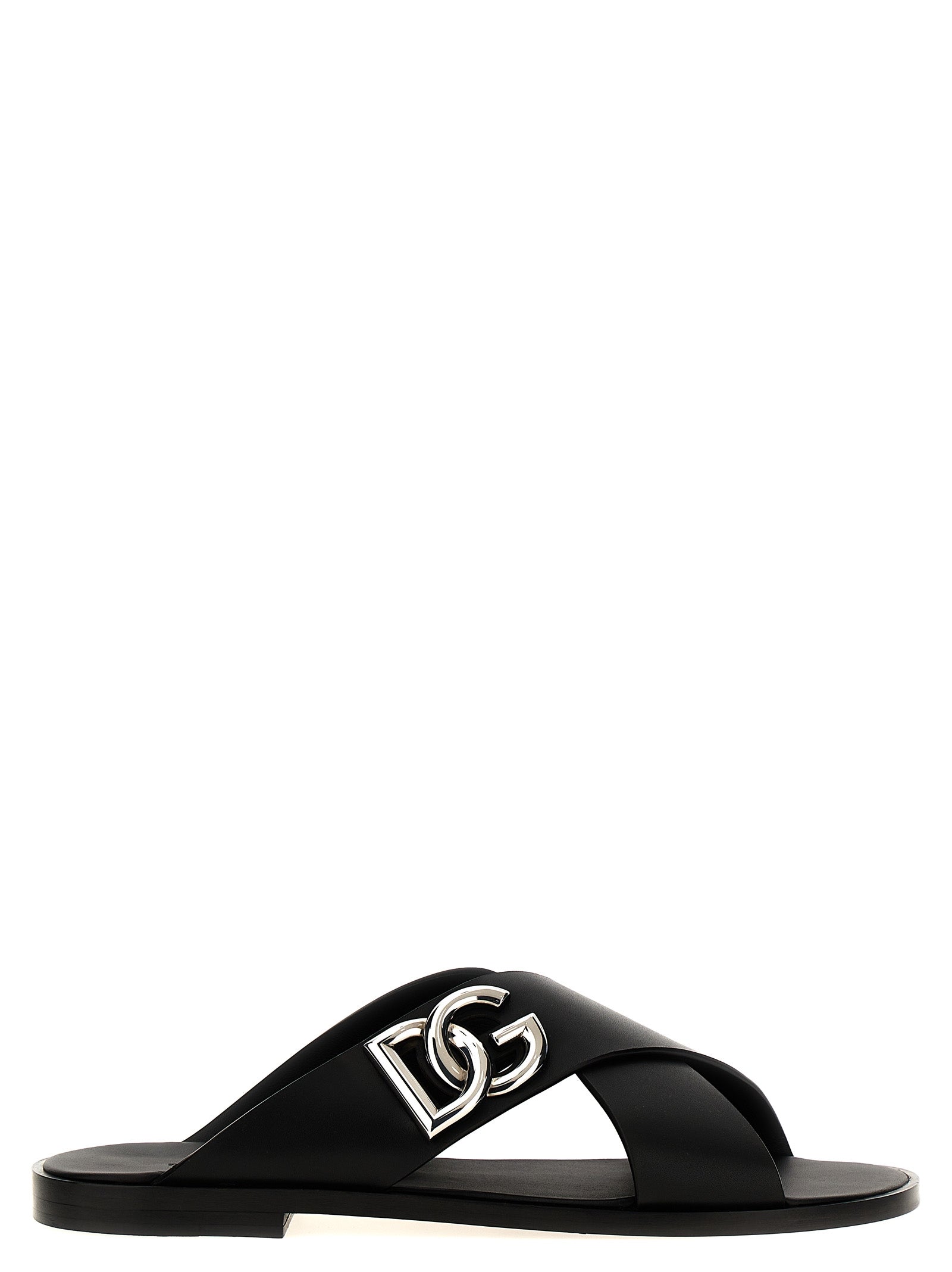 Dolce & Gabbana Men Logo Leather Sandals