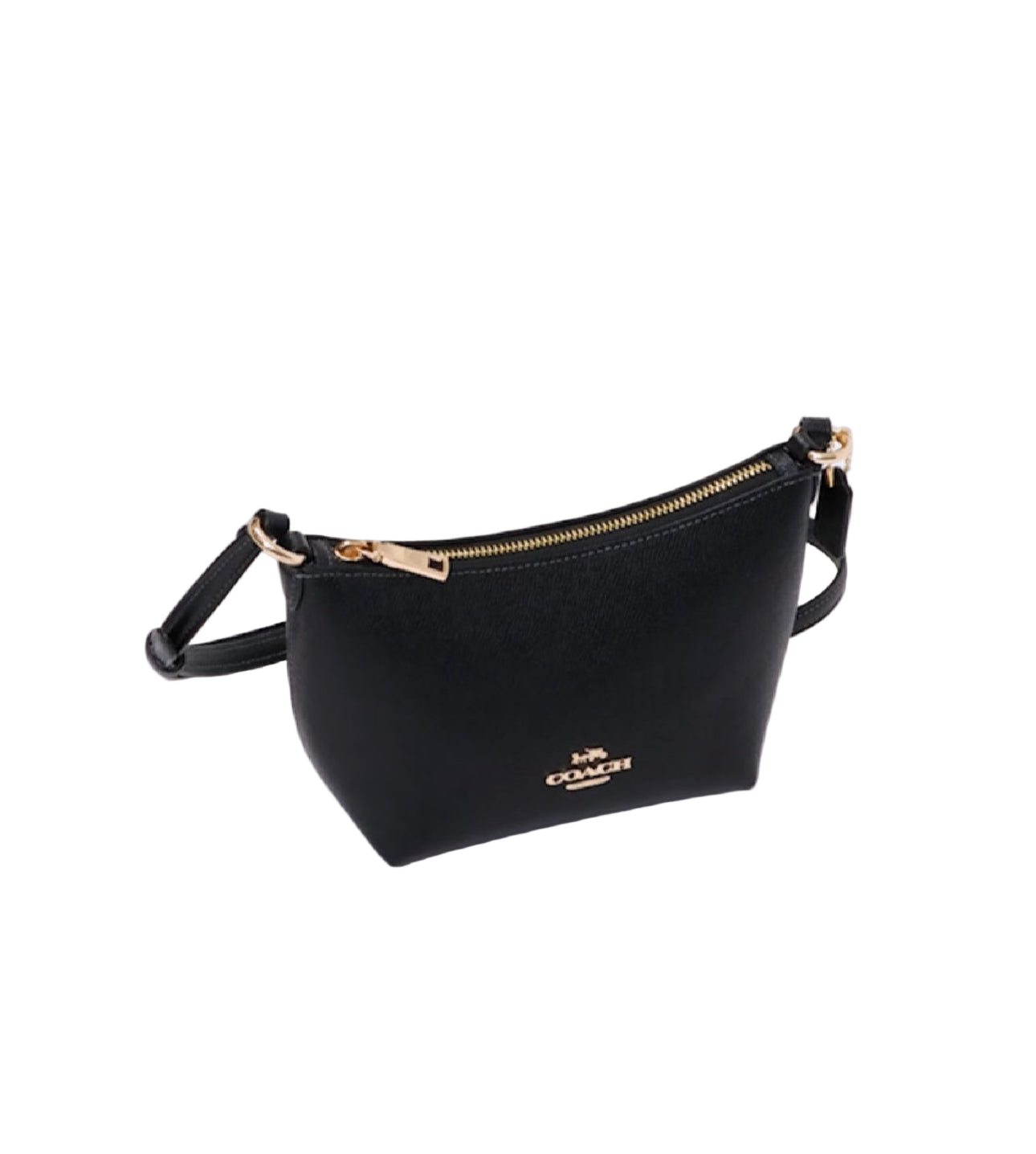NWT Coach Small Zip Top Crossbody Leather Bag In Black