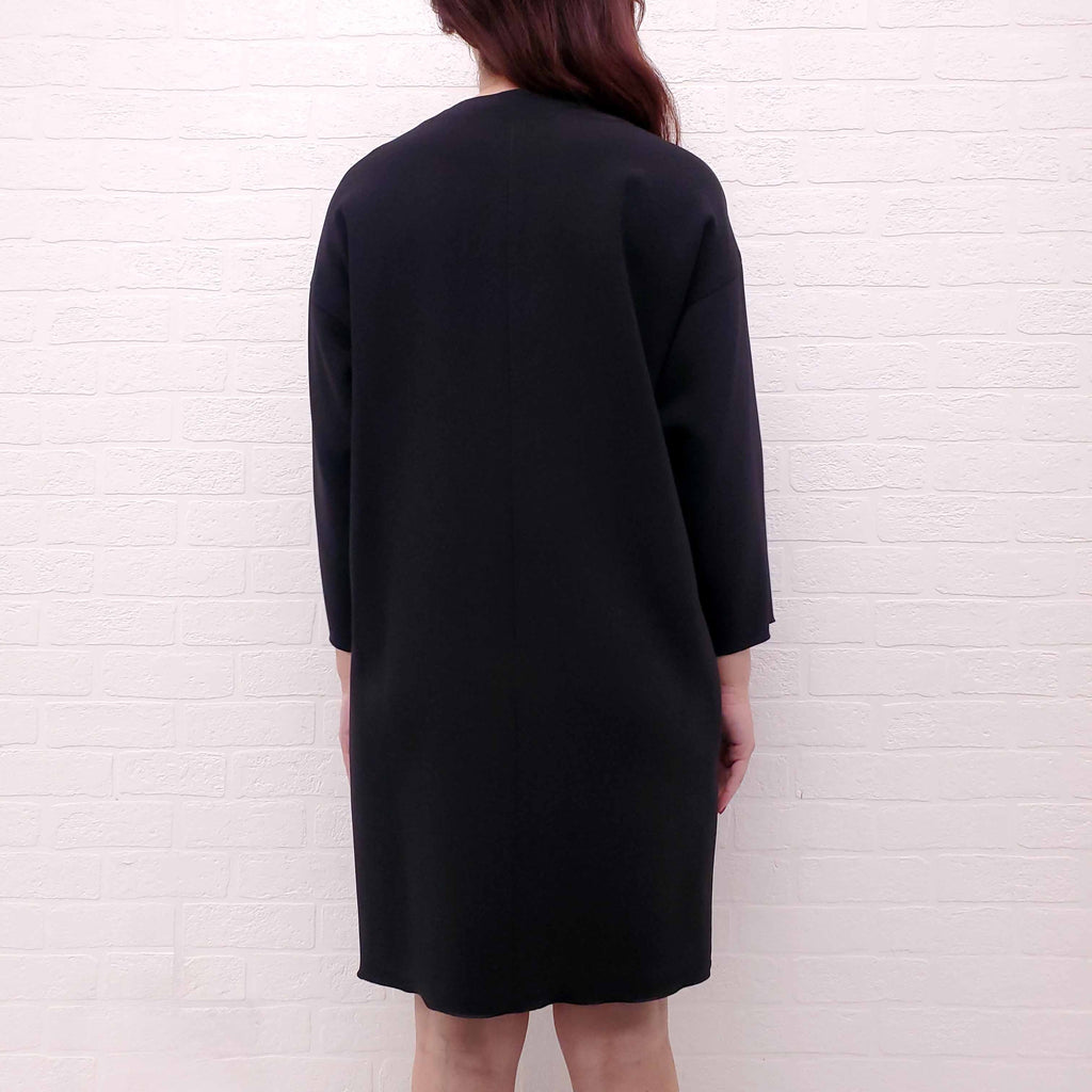 CELINE TUNIC DRESS WITH CREAM FOLDOVER DETAIL - SIZE 38