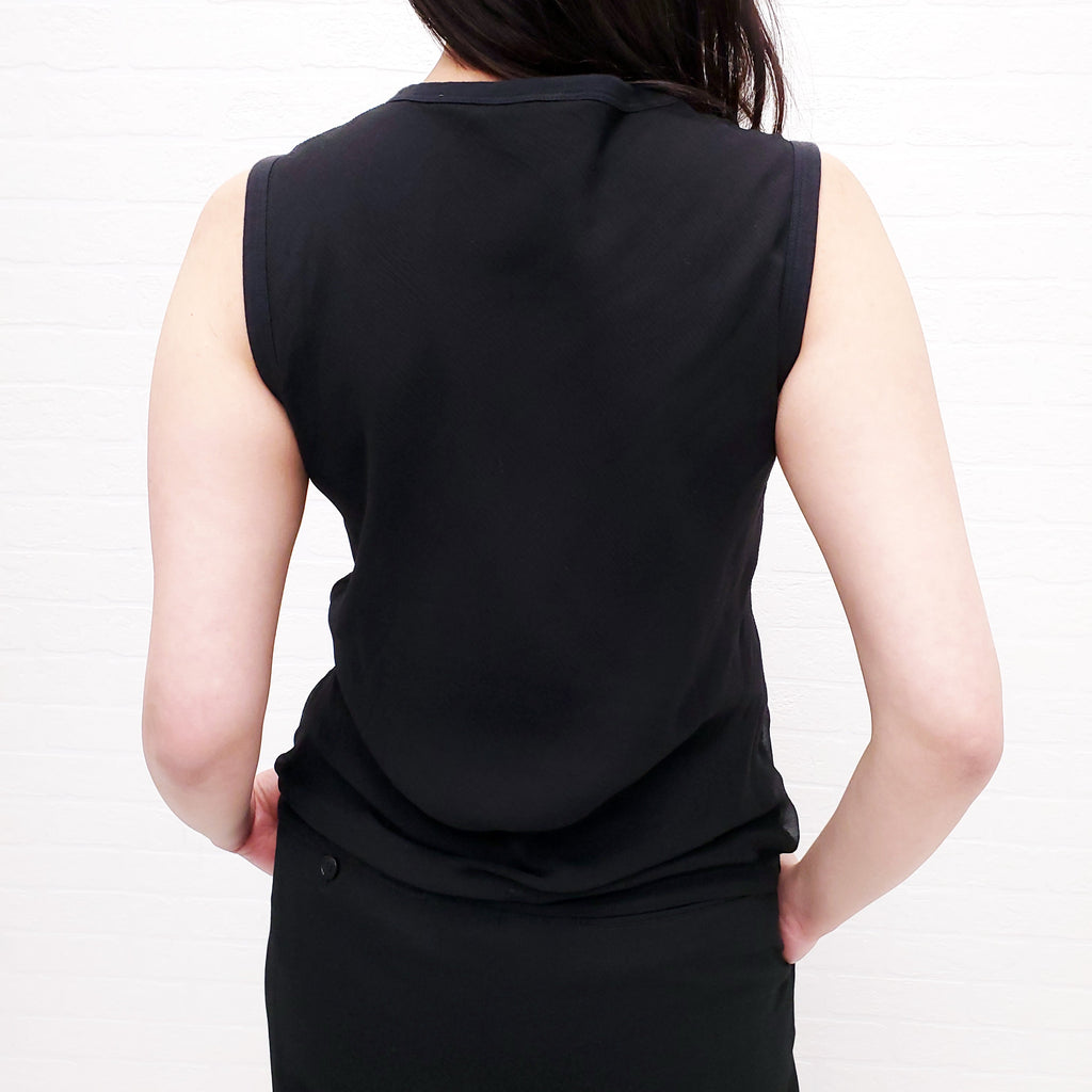 CELINE VINTAGE BLACK TRIOMPHE TANK TOP - SIZE M