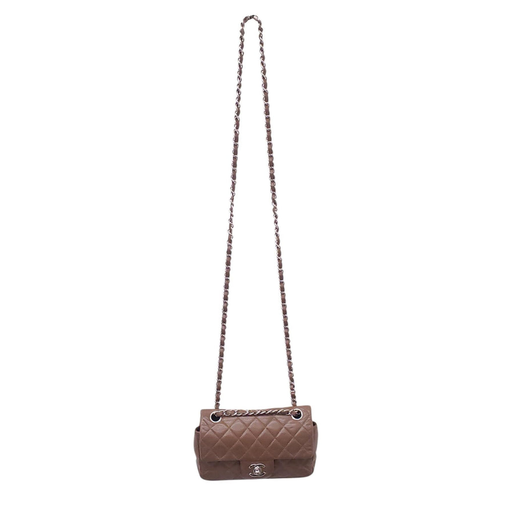 CHANEL TAUPE CAVIAR QUILTED MINI RECTANGULAR FLAP BAG