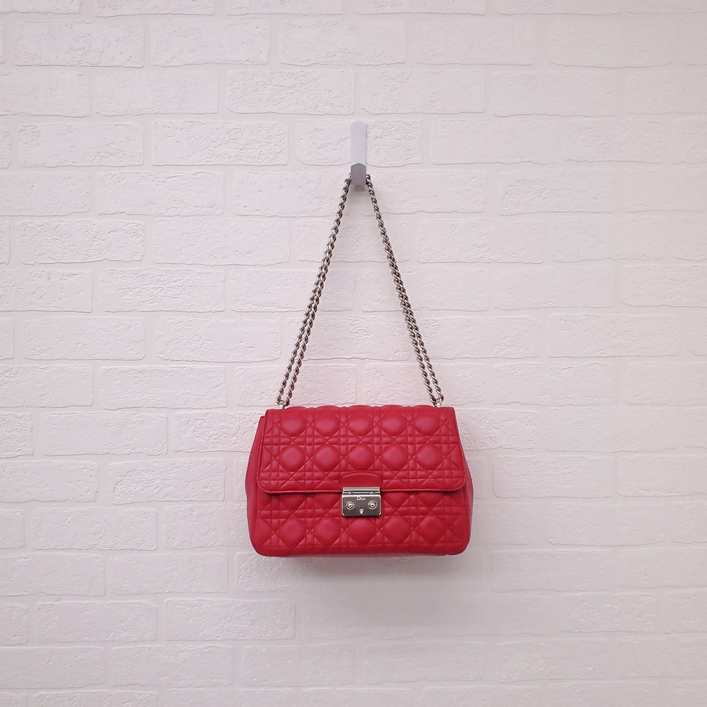 CHRISTIAN DIOR PINK LEATHER CANNAGE MEDIUM 'MISS DIOR' SHOULDER BAG