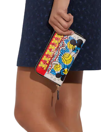 Coach Disney Mickey Mouse X Keith Haring Medium Id Zip Wallet