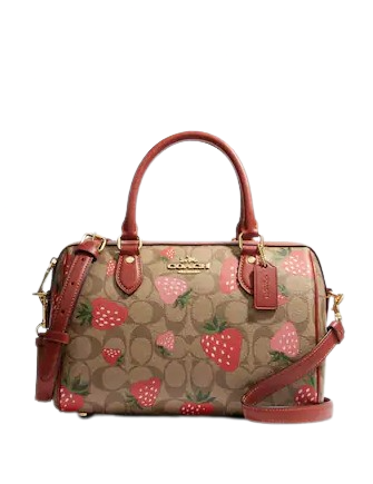 Coach Rowan Satchel In Signature Canvas With Wild Strawberry Print