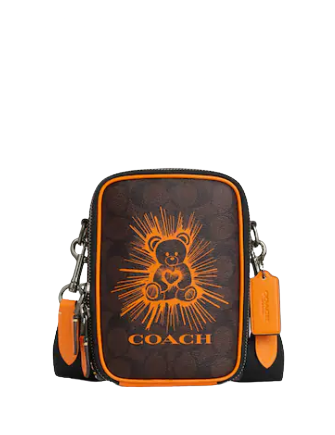 Coach Stanton Crossbody In Signature Canvas With Bear