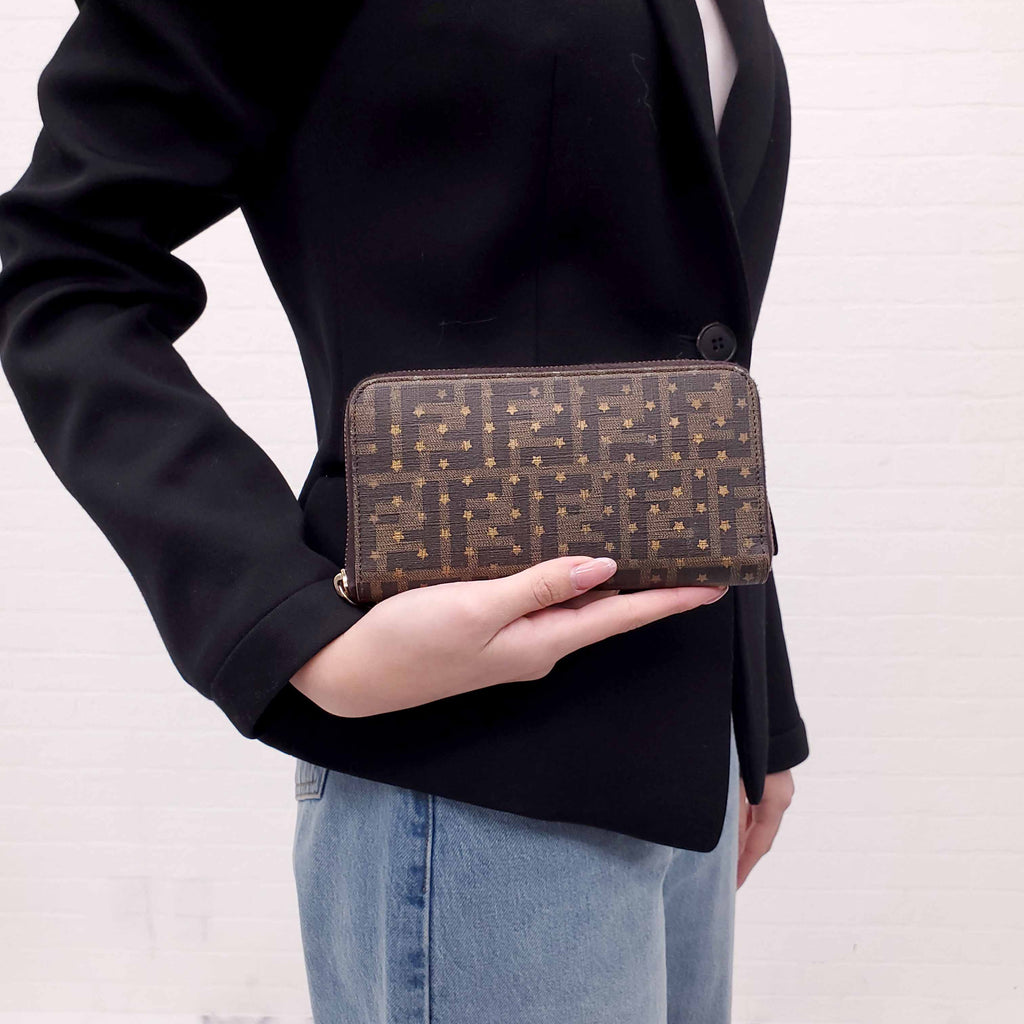 FENDI ZUCCA PRINT WALLET WITH STAR DETAILS