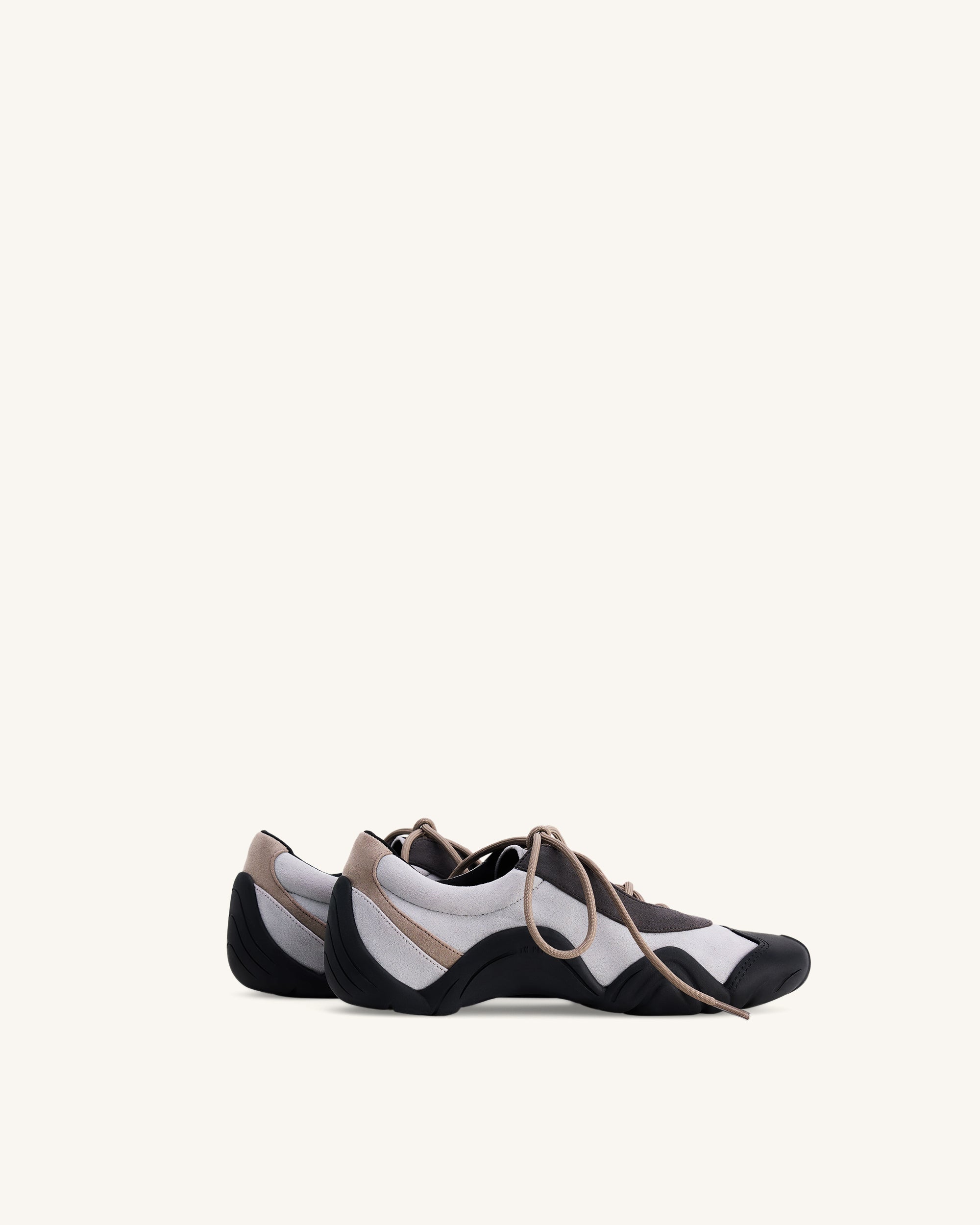 Caitlin Faux Suede Lace-up Ballerina Sneakers - Grey Mix
