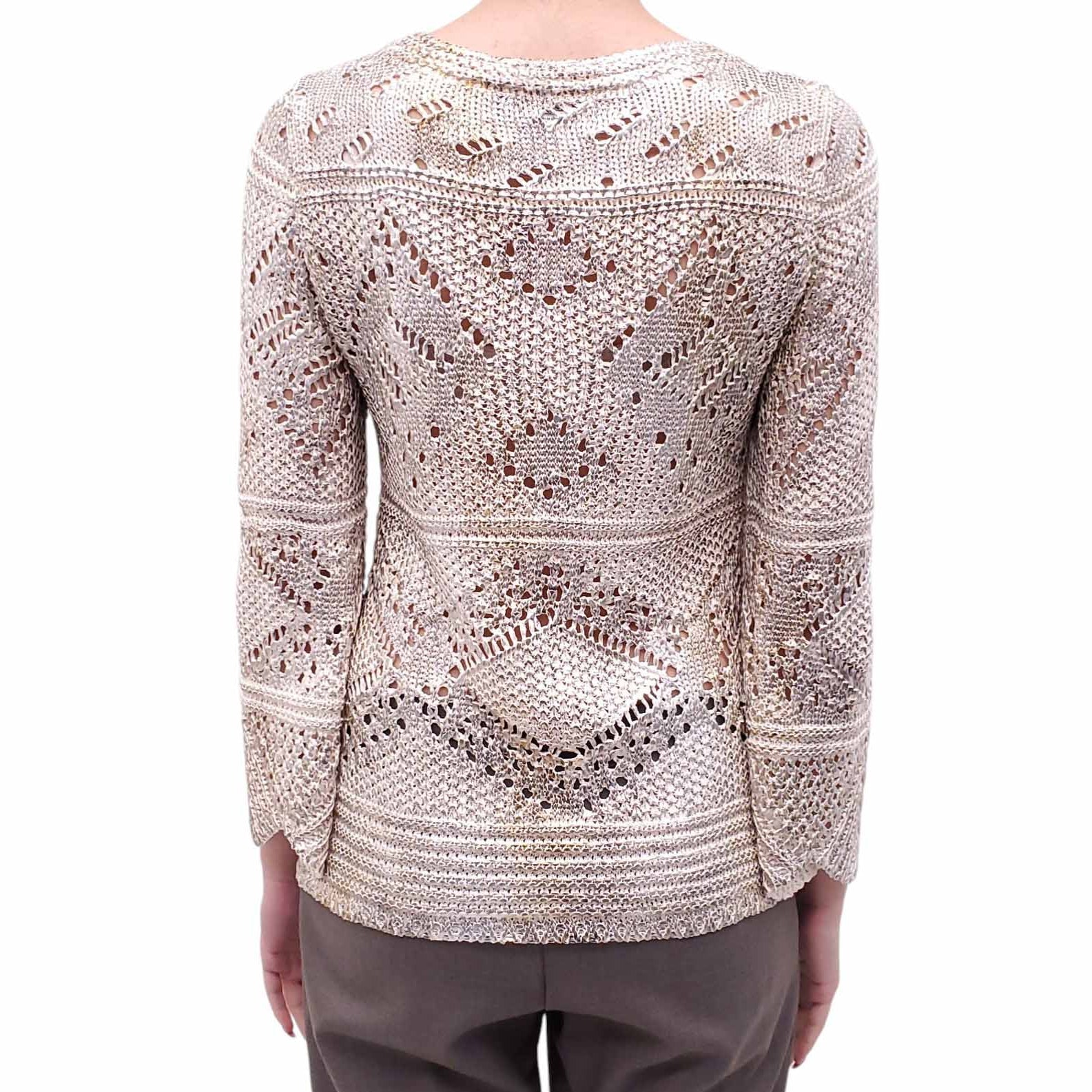 OSCAR DE LA RENTA GOLD CROCHET SWEATER - SIZE M