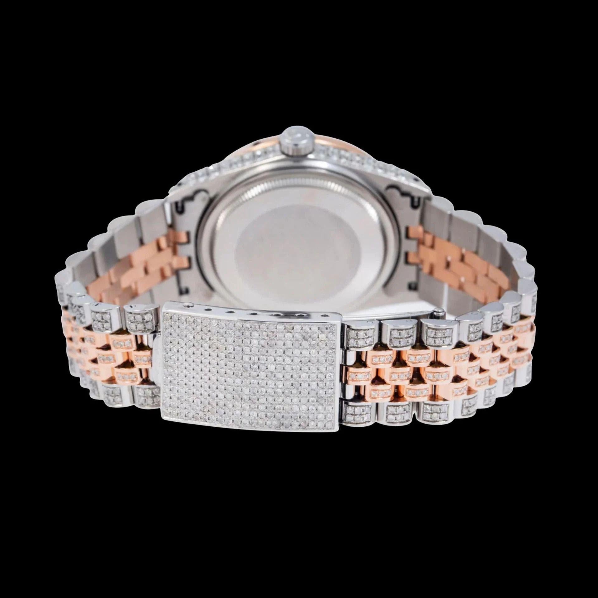 Rolex Datejust Pink Dial Diamond Markers Diamond Bezel Two Tone Rose Gold Moissanite Diamond Jubilee Bracelet For Women