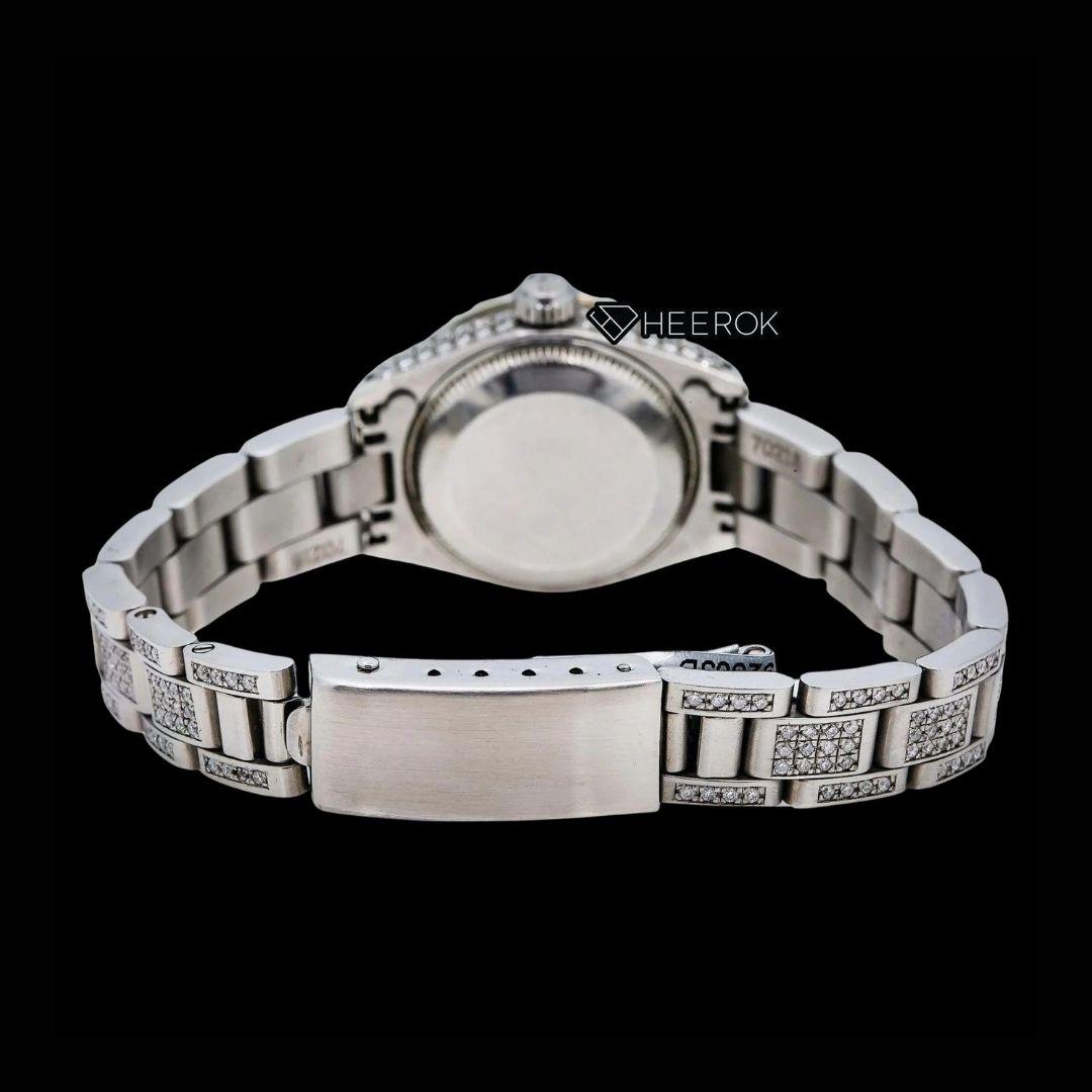Rolex Datejust White Mother of Pearl Dial Diamond Markers Diamond Bezel Moissanite Diamond Oyster Bracelet For Women