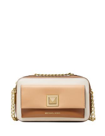 Michael Michael Kors Sylvia Tricolor Crossgrain Leather Double Zip Crossbody