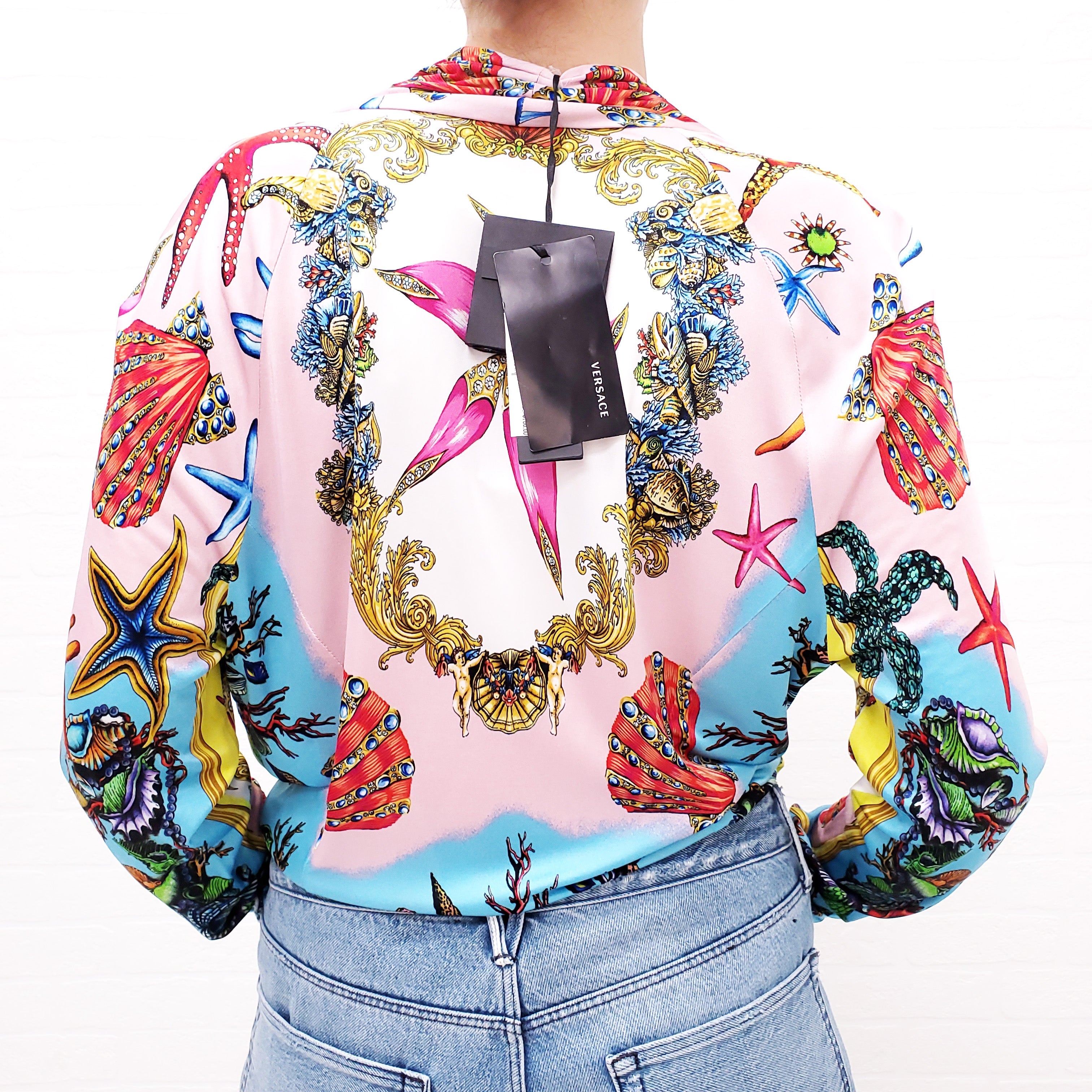 VERSACE 'TRESOR DE LA MER' SEASHELL PRINT BODYSUIT - SIZE 52