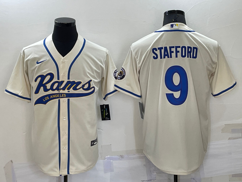 Men's Los Angeles Rams Matthew Stafford #9 Bone Game Jersey1 Joint Edition