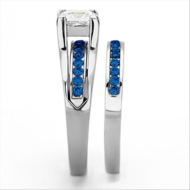 High polished (no plating) Stainless Steel Ring with AAA Grade CZ in Multi Color