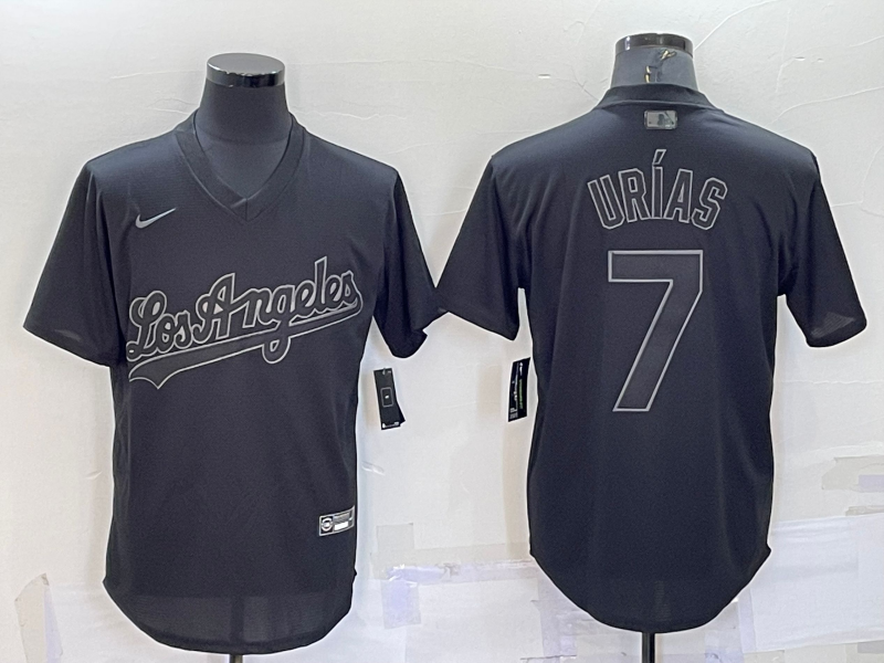 Men's Los Angeles Dodgers Julio Urias #7 Black Authentic Game jersey