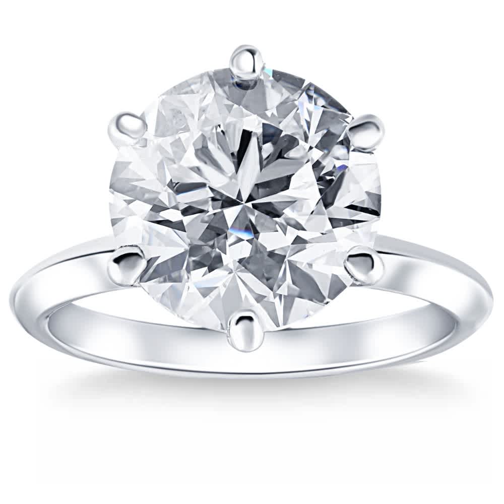 Certified 7Ct Solitaire Diamond Engagement Ring 14k White Gold Lab Grown Size: 6.5