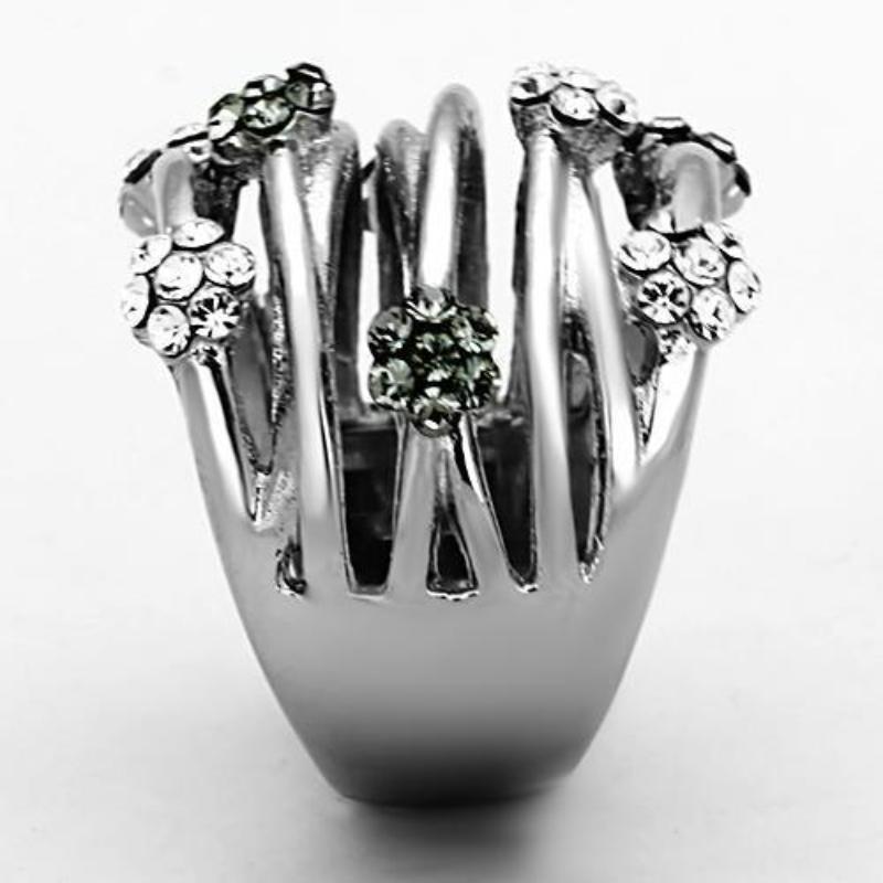 High polished (no plating) Stainless Steel Ring with Epoxy in Jet