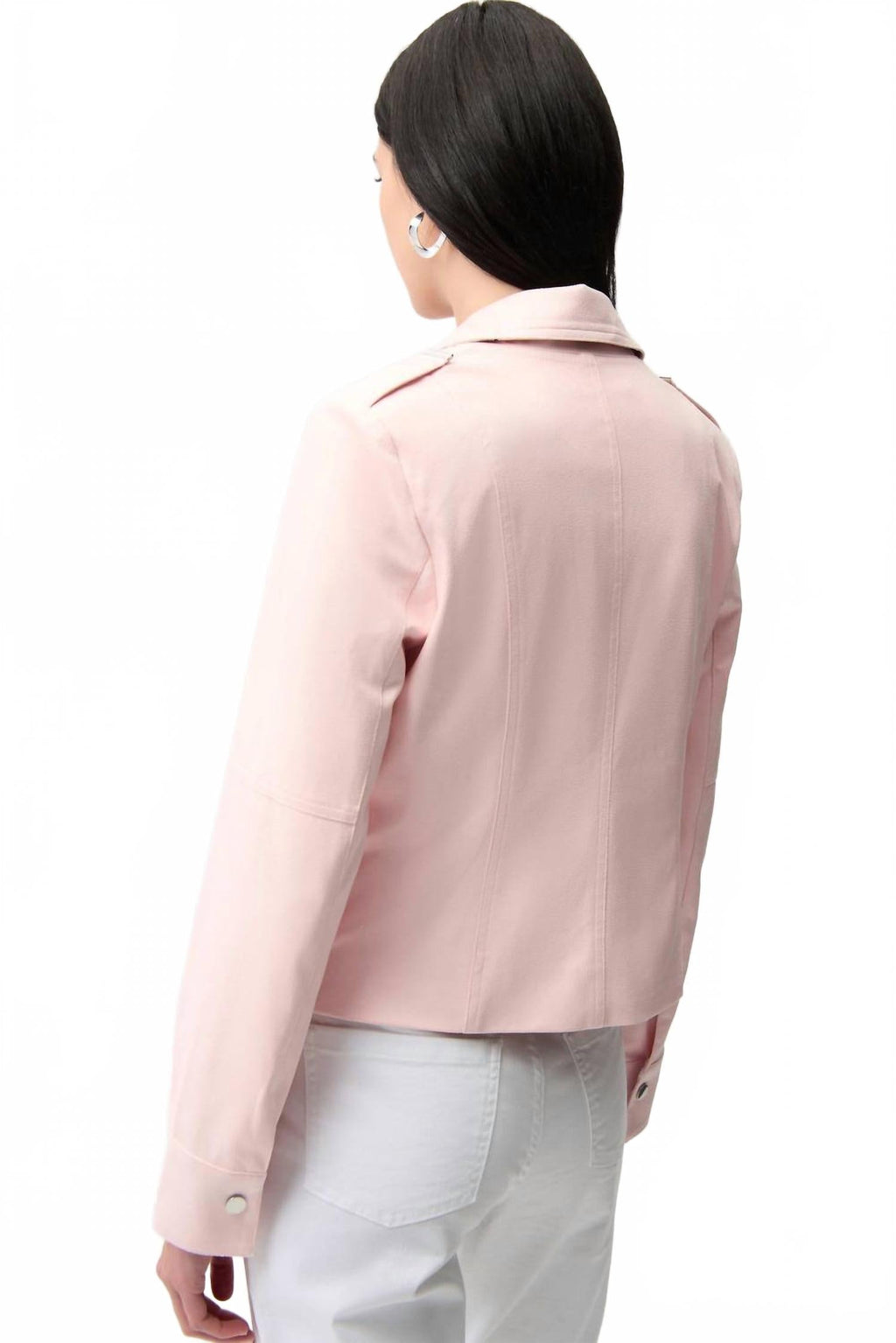 Foiled Faux Suede Jacket In Petal Pink