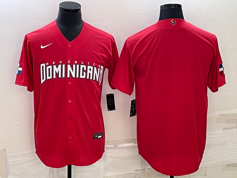Men's 2023 World Baseball Classic Dominican Republic Red Blank jersey