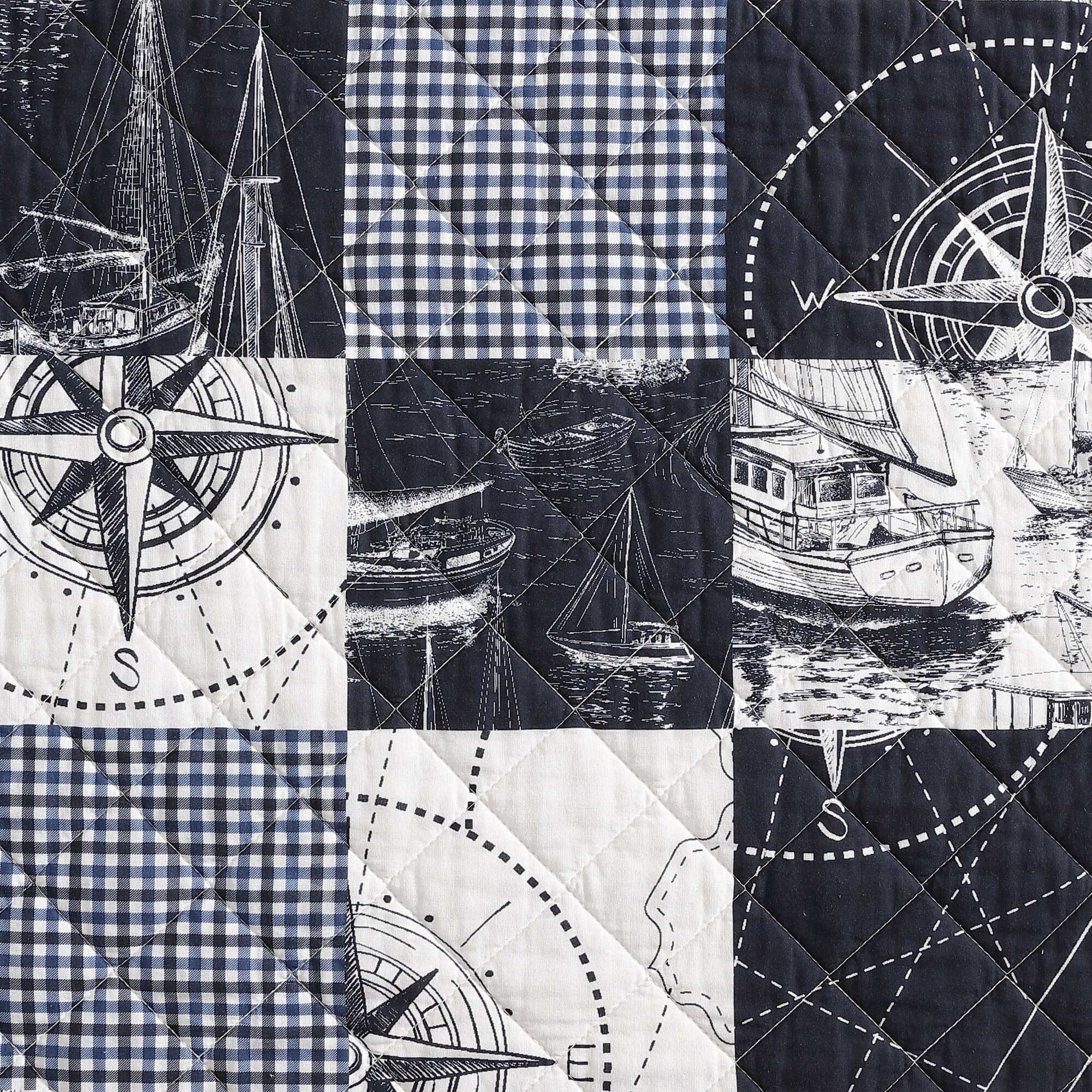 Nautica Sailor's Patchwork Blue King Quilt Set